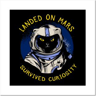 funny cat – Astrocat – Curiosity (dark variant) Posters and Art